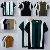 Chemise de golf tricotée à rayures avec fermeture éclair, design estival, multicolore, séchage rapide, haut tendance, vêtement décontracté pour l'extérieur