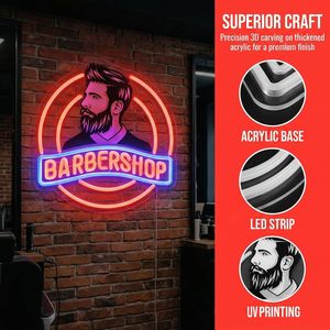 Barbershop neon LED wall decoration light indoor hanging ambient light shop <b>sign</b> entrance indicator light luminous <b>sign</b> 5V 12V - Product Image 2