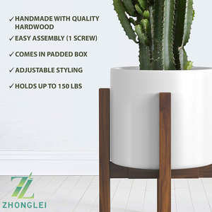 Support de plante en bois du milieu du siècle, réglable, moderne, pour plantes d'intérieur, pot de fleurs adapté aux pots de taille moyenne à grande, tailles 8, 9, 10, 11, 12 pouces - Product Image 3