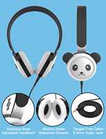 Casque audio circum-auriculaire E-H888 Panda mignon avec microphone, chipset BK, haut-parleurs 40 mm, 32Ω, 20-20kHz, prise jack 3,5 mm, câble détachable universel de 150 cm