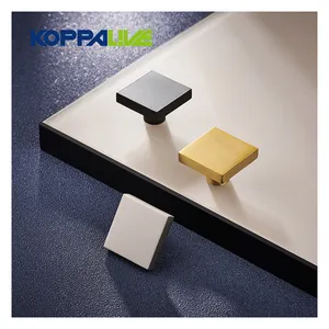 Koppalive modern home decor pure brass 30mm tinyhob square rectangle gold drawer knobs for cabinets