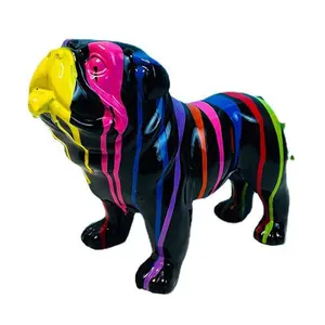 Abstract French Bulldog Statues Nordic Artificial Bulldog Graffiti Painted Statue