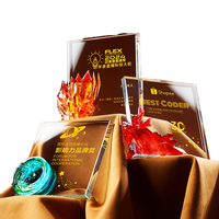 Haute Qualité Creative Couleur Lumière Nouveau Cristal Prix Trophée Poli Cristal Glacé Trophées Souvenir Décoration UV Imprimé Cadeau