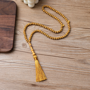 Collier Tasbih en acrylique en forme de citrouille avec 99 perles, chapelet musulman islamique, bracelet de prière du Moyen-Orient avec pompon décoratif - Product Image 2