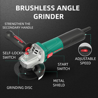 Meuleuse d'angle sans balais à faible bruit 125 mm à vitesse variable pour utilisation en intérieur 1250W