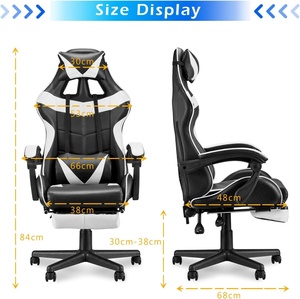 Günstige weiße anpassbare Pu Leder Massage Computers piel Stuhl Silla Gamer Racing Gaming Stühle mit Lichtern und Lautsprechern - Product Image 4