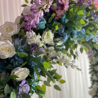 Gapura Bunga Bundar Buatan Seri Greem, Dekorasi Latar Belakang Bunga Mawar Sutra dan Hydrangea untuk Upacara Pernikahan, Acara, dan Panggung