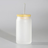 Verre à boisson de 16 oz pour sublimation avec paille, tasse à boisson froide créative, impression par transfert thermique, verre transparent/givré pour l'eau