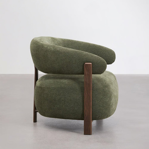 Poltrona Moderna in Legno e Tessuto per <span class=keywords><strong>Soggiorno</strong></span>, Sedia Lounge d'Accento per Arredamento Casa - Product Image 5