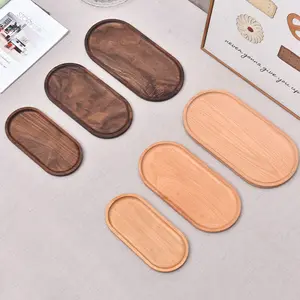 卸売カスタマイズ長方形楕円形クルミ木ブナ木製素朴な装飾食品サービングトレイディナープレート