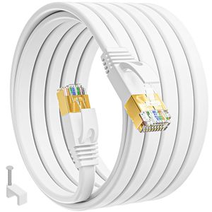 สายอีเธอร์เน็ต Cat7 แบบแบน ชุบทอง ทองแดงเปลือย ความเร็ว 10Gbps 500mhz หัวต่อ Rj45 สำหรับบ้านอัจฉริยะ สายเคเบิลเครือข่าย 8p8c Cat 7 สำหรับใช้ในสำนักงาน - Product Image 2