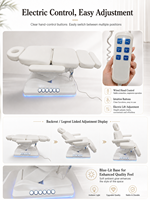 Lit de massage de luxe à base lumineuse LED, commande au pied, 3 moteurs, haute capacité de charge, en cuir synthétique, pour usage commercial, hôtelier, entrepôt, école