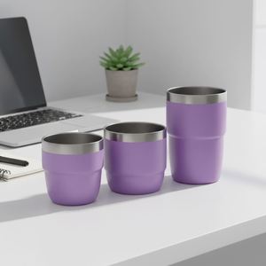 Mug en acier inoxydable de qualité supérieure, empilable, 4 oz, 6 oz, 8 oz, tasse à café isolée sous vide avec couvercle coulissant magnétique pour la maison et le bureau - Product Image 2