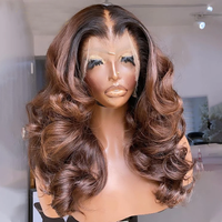 13x4 13x6 HD encaje Frontal TBrown Fahion ondulado SDD peluca ondulada para mujeres crudo vietnamita ondulado peluca 100 cabello humano peluca Frontal sin pegamento