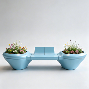 Banc de jardin incurvé en fibre de verre, tabourets d'extérieur écologiques pour vignobles, jardins et cours - Product Image 5