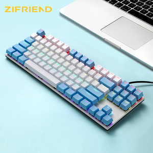 คีย์บอร์ดเกมมิ่งแบบมีสาย 80% สวิตช์สีน้ำเงิน DIY ปรับแต่งสีได้ 20 โหมดไฟ RGB คีย์บอร์ดกลไก 87 ปุ่ม ใหม่ แบบ USB Plug and Play คีย์บอร์ด 80% - Product Image 1