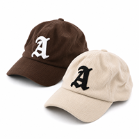 Topi Baseball 6 Panel Model Snapback Vintage Bahan Corduroy Bordir Logo Dua Warna Dengan Pinggiran Datar