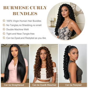 Extensions de cheveux humains bouclés espagnols 18, 20, 22, 24 pouces, densité 180%, 100% cheveux vierges brésiliens non traités, pose rapide, noir naturel - Product Image 5