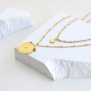 Collares de Moda Coreanos al por Mayor, Collares de Joyería Fina con Textura Metálica Personalizados, Collares con Colgante de Acero Inoxidable para Mujer - Product Image 3