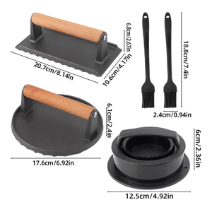 Kit de presse à viande Smash Burger Patty Smasher <span class=keywords><strong>Steak</strong></span> Maker avec brosse à sauce en silicone Cuisine domestique et outil de roucoulement de plaque de barbecue en plein air - Product Image 6