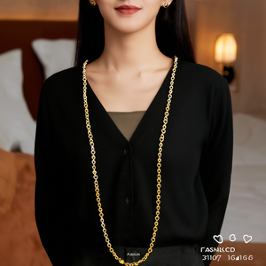 Collier unisexe tendance en perles, acier inoxydable 316L, placage or PVD, durable, résistant, forme cœur, longue chaîne SmileJoyas - Product Image 3