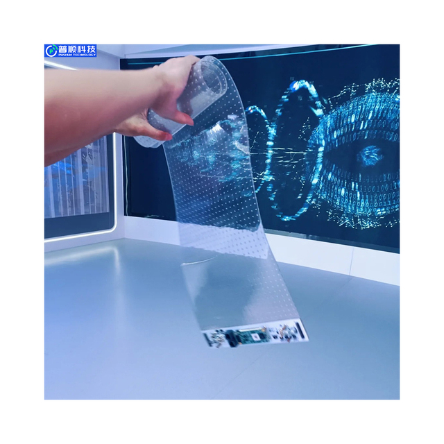 Pushunled Transparent Led Film Transparent Flexible Glass Led Display Transparent Glass Adhesive Cuttable Led Screen