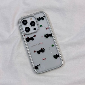Mạ điện Bạc Khung dễ thương mèo nhỏ màu đen điện thoại casefor iPhone 13/14/15Promax chống rơi iphone11/12female15cartoon - Product Image 4