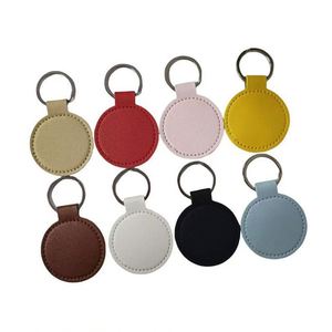 Porte-clés rond en cuir PU vierge, porte-clés personnalisé avec logo de marque, porte-clés en cuir - Product Image 1