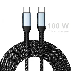 Kabel Data Pengisi Daya Cepat 100W, USB C Ke USB Tipe C PD untuk Macbook untuk Samsung USB Kabel C untuk Huawei