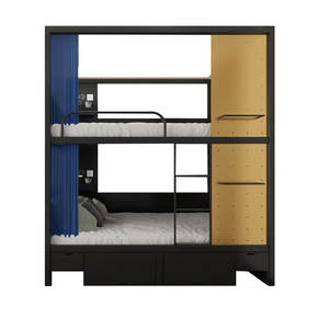 Nouveau lit mezzanine pour étudiant Conception de lit superposé en bois haut avec des caractéristiques similaires à celles d'un hôtel pour les appartements, les auberges de jeunesse ou les hôtels - Product Image 5