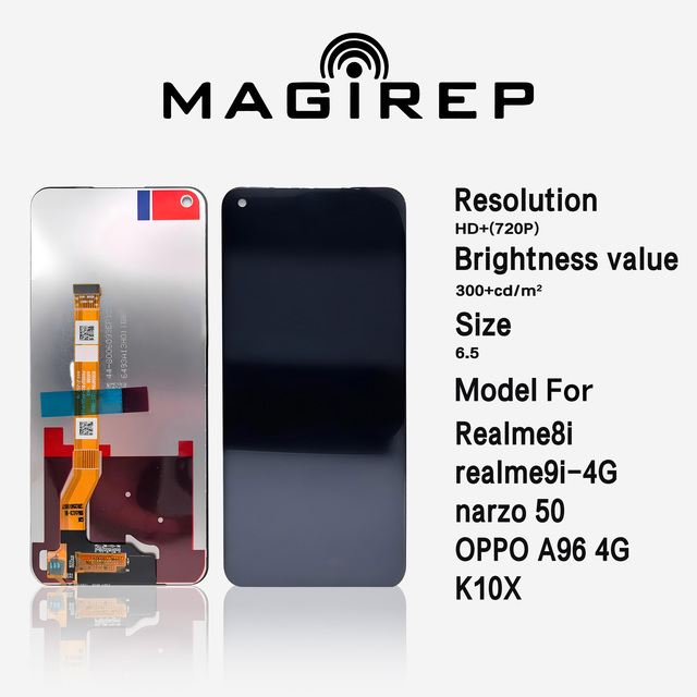 OEM Mobile Phone Display Realme8i/Realme9i/Narzo 50/A96/K10X 4G LCD Frame 6.5" Screen 1 Year Warranty 300cd/m Luminance
