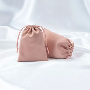 <b>Drawstring</b> Satin Jewelry Bag Pink Rectangular 7x9cm 8x10cm 9x12cm 10x15cm 12x16cm 13x18cm 15x20cm Storage <b>Pouch</b> For Jewelry - Product Image 1