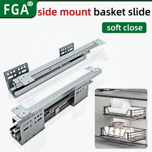 Glissières de tiroir modernes FGA à fermeture amortie, à montage latéral, à extension complète, à fermeture automatique, en tôle galvanisée, capacité de charge 45 kg, installation facile - Product Image 2