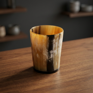 Gobelet en corne de buffle rond poli, artisanat naturel antique, imperméable, cadeau de mariage pour la maison, l'hôtel, le restaurant, le bureau - Product Image 1