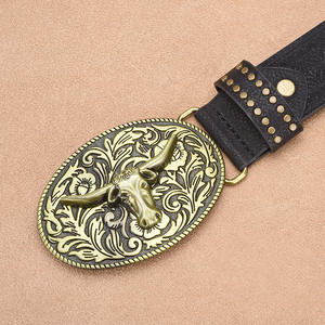 कारखाने निर्माता पश्चिमी बकल बेल्ट सोना मेक्सिको काउबॉय चमड़े बेल्ट - Product Image 2