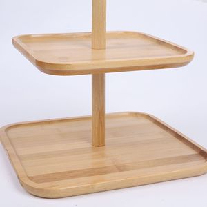 <strong>2</strong> <strong>Tier</strong> Buffet Display Bread <strong>Stand</strong> Wood Cupcake <strong>Stand</strong> Dessert Display <strong>Stand</strong> Bamboo Fruit Serving Tray - Product Image 4