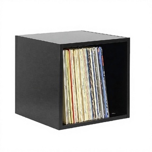 Cube et boîte <span class=keywords><strong>de</strong></span> <span class=keywords><strong>rangement</strong></span> pour disques vinyles pliables en <span class=keywords><strong>bois</strong></span> laqué classique, écologiques et personnalisables, avec une capacité <span class=keywords><strong>de</strong></span> 1 à 3 L - Product Image 1