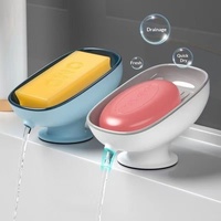 Support mural auto-drainant adhésif pour comptoir de salle de bain, porte-savon créatif simple à ventouse