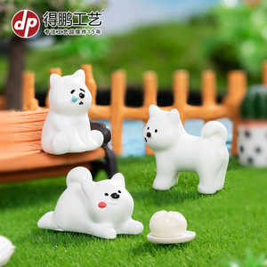 Figurines en résine de chien blanc mignon, mini décorations animales, ornement de bureau à domicile - Product Image 4