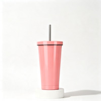 Gobelet isotherme grande capacité en acier inoxydable 304 à double paroi, tasse à café avec paille, disponible en plusieurs couleurs
