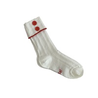 Chaussettes mi-mollet en coton pour femme, blanches, à bout sans couture, avec bouton, pour l'automne/hiver