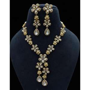 Green Wedding Polki <b>Bridal</b> Necklace <b>Jewelry</b> <b>Set</b> Rajsthani Polki <b>Jewelry</b> Indian <b>Bridal</b> Polki Necklacce Earrings <b>Set</b> - Product Image 3