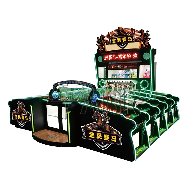 Coin operated horse racing ride competition arcade game machine online PK 10 players