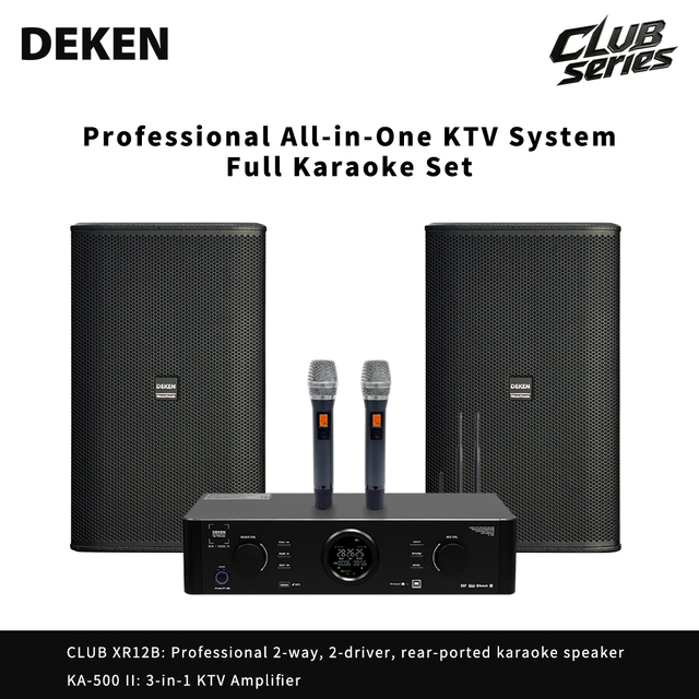 Complete KTV Audio Package for Home/Club/Bar 12" 350W 2-Way Front-Ported Passive Karaoke Speakers + 3-in-1 KTV Amplifier