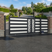 Portail coulissant moderne en aluminium avec porte piétonne intégrée pour allée de villa, portail latéral thermolaqué pour jardin