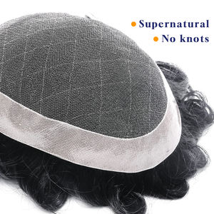 ฐานบางพิเศษสำหรับผู้ชายสไตล์แปดเหลี่ยมลูกไม้ผูกมือและฐาน PU ผมแท้แบบอินเดีย - Product Image 6