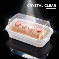 Boîte à gâteau en PET blanc haute transparence avec couvercle en dôme transparent à clipser, qualité alimentaire, recyclable, pour sandwichs, sushis, boulangerie