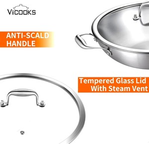 Poêle de cuisson professionnelle en acier inoxydable à trois couches <span class=keywords><strong>Wok</strong></span> meilleure poêle à frire antiadhésive - Product Image 5
