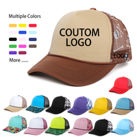 Gorra de béisbol personalizada al por mayor de 5 paneles, sin estructura, con visera curva, estampado de espuma, bordada, ajustable, transpirable, para exteriores, tipo camionero