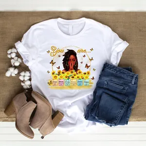 Yaz ürünleri 2024 özel siyah kadın Afro kraliçe Melanin amerikan kız DTF isı demir on transferi sticker giysi t-shirt için